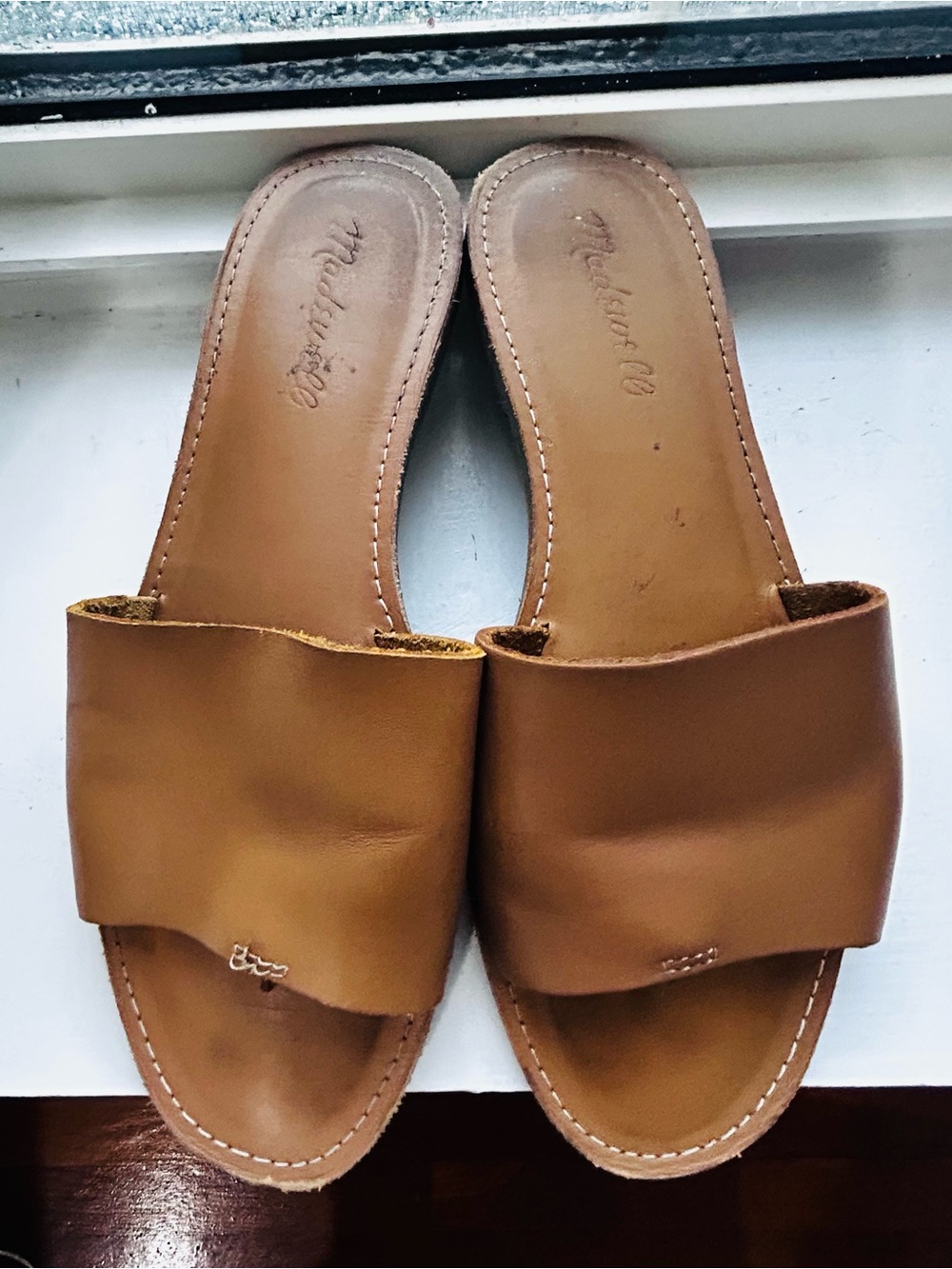 Madewell Cognac Brown Leather Slide Mules